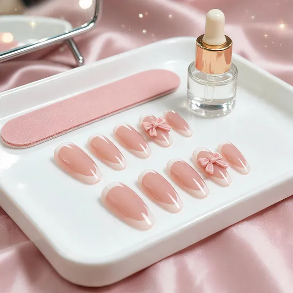 Nude_Pink_Bow_Press_On_Nails_Soft_Pink_With_White_Tips_3D_Bow_Accents