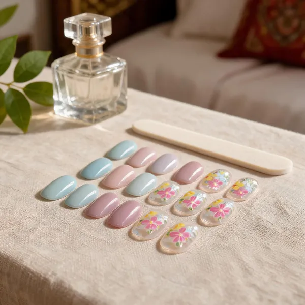 Pastel_Floral_Press_On_Nails_Blue_Pink_24Pcs