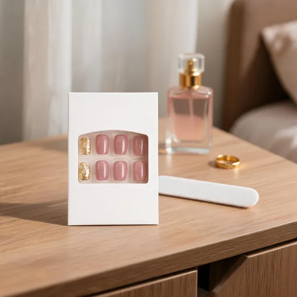 Golden_Marble_Press_On_Nails_Dusty_Rose_With_Gold_Foil_Accents