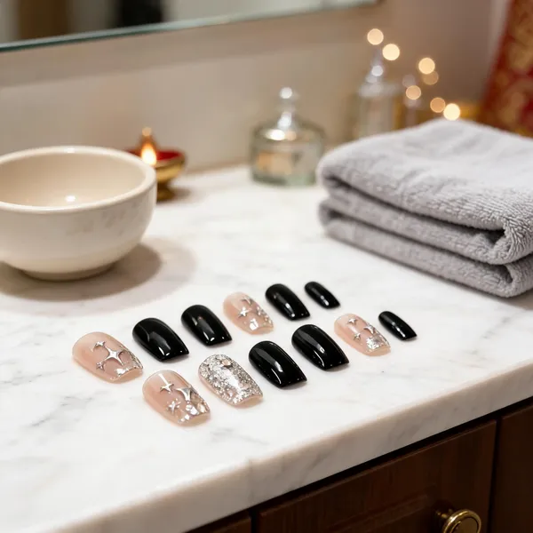 Silver_Glam_Star_Press_On_Nails_Black_Nude_With_Silver_Glitter_Star_Accents