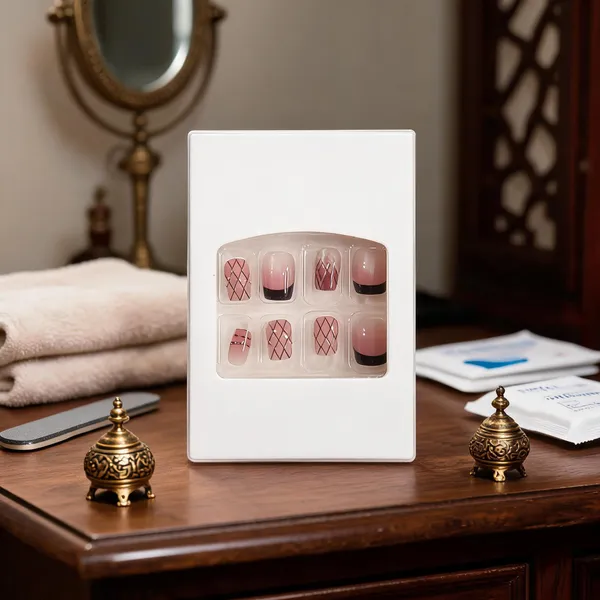Burgundy_Ombre_Press_On_Nails_Geometric_Design_24Pcs