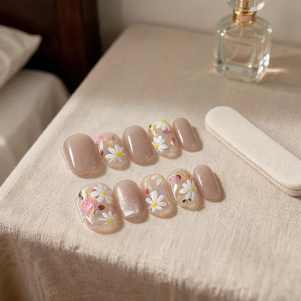 Nude_Floral_Shimmer_Press_On_Nails