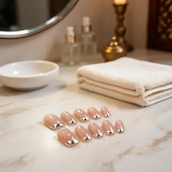 Nude_Silver_French_Tip_Bridal_Press_On_Nails