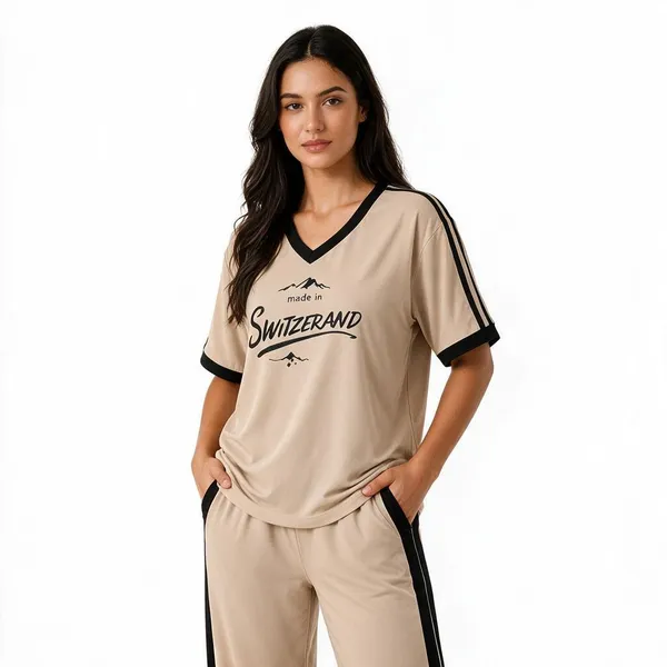Women's_Premium_Contrast_Piping_Night_Suit_Set_|_Soft_Half_Sleeve_V-Neck_T-Shirt_&_Wide_Leg_Lounge_Pants_|_Comfortable_Sleepwear_&_Loungewear_|_Beige