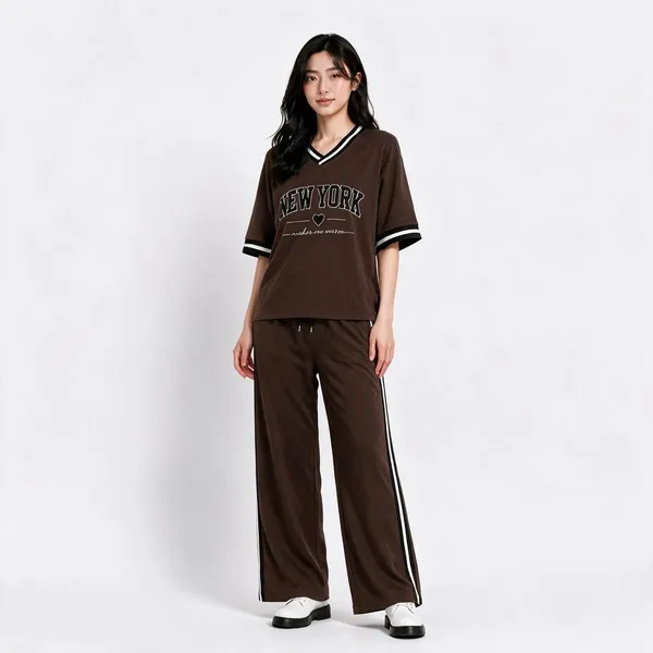 Premium_Women's_Brown_Oversized_Co-Ord_Set_|_V-Neck_T-Shirt_&_Wide_Leg_Pants