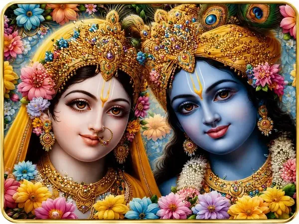 Radha_Krishna_Floral_Darshan_Painting