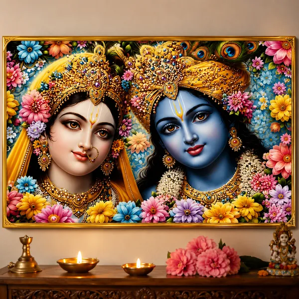 Radha_Krishna_Floral_Darshan_Painting
