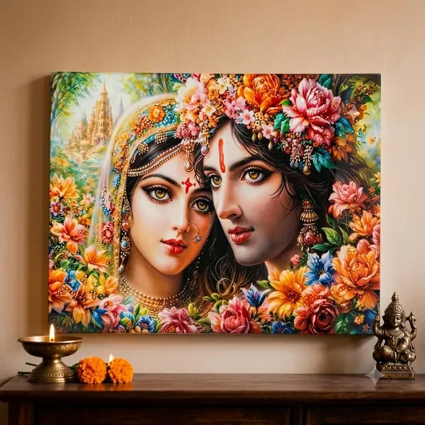 Radha_Krishna_Floral_Faces_Painting