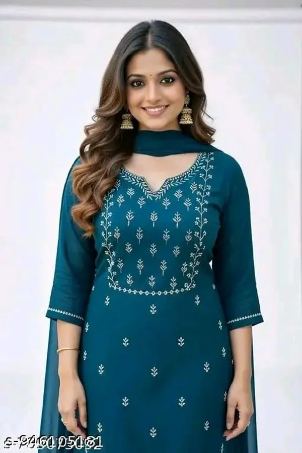 Teal_Embroidered_Straight_Kurta_Set_for_Women