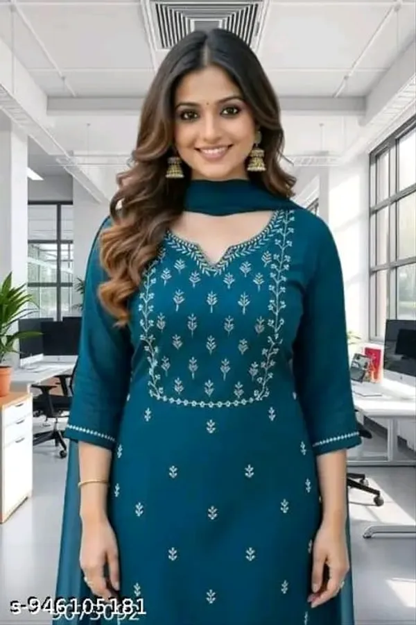 Teal_Embroidered_Straight_Kurta_Set_for_Women