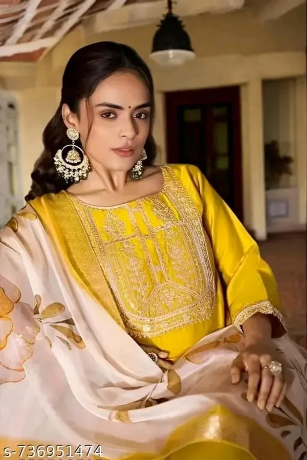 Yellow_Embroidered_Kurta_Set_With_Floral_Dupatta_for_Women
