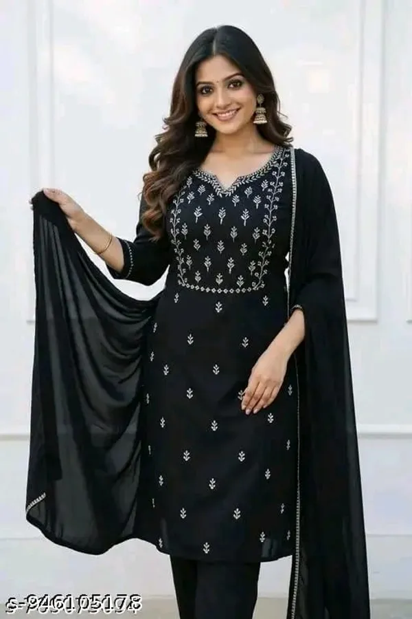 Black_Embroidered_Kurta_Set_for_Women