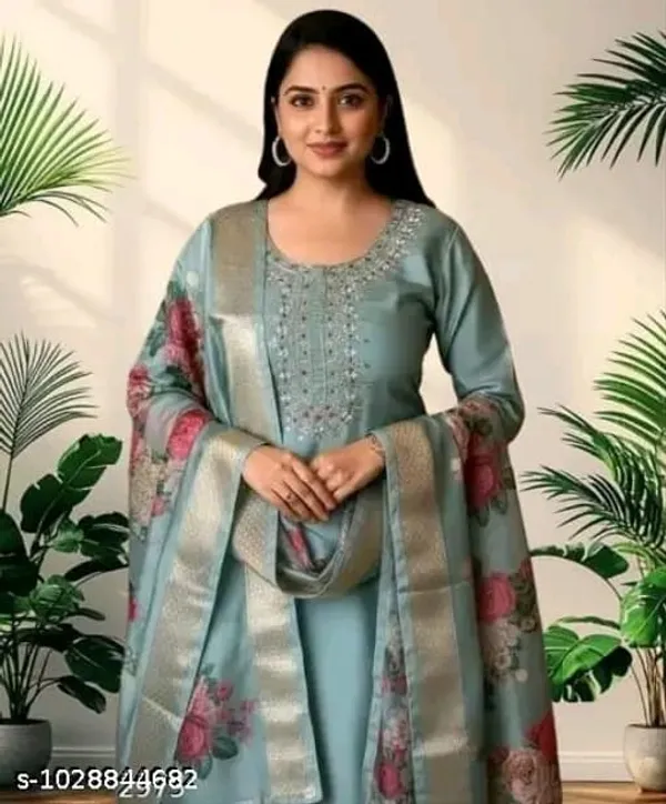 Blue_Embroidered_Straight_Kurta_Set_for_Women