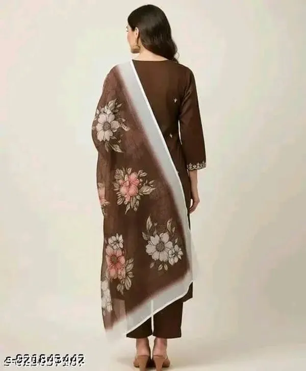 Brown_Floral_Straight_Kurta_Set_for_Women