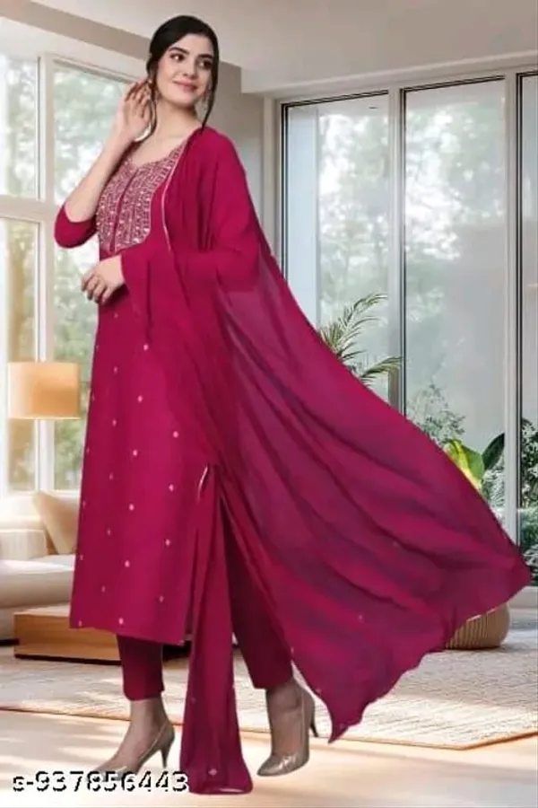 Magenta_Embroidered_Straight_Kurta_Set_for_Women