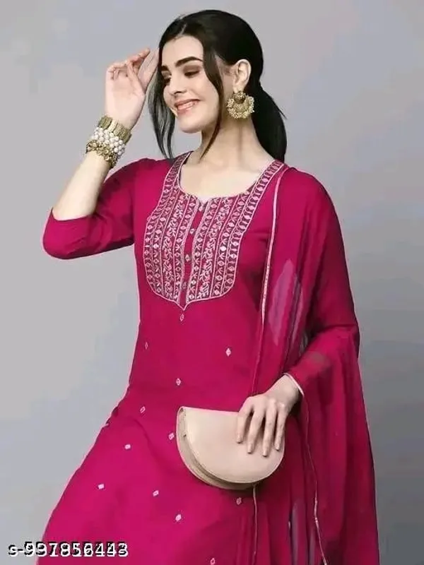 Magenta_Embroidered_Straight_Kurta_Set_for_Women