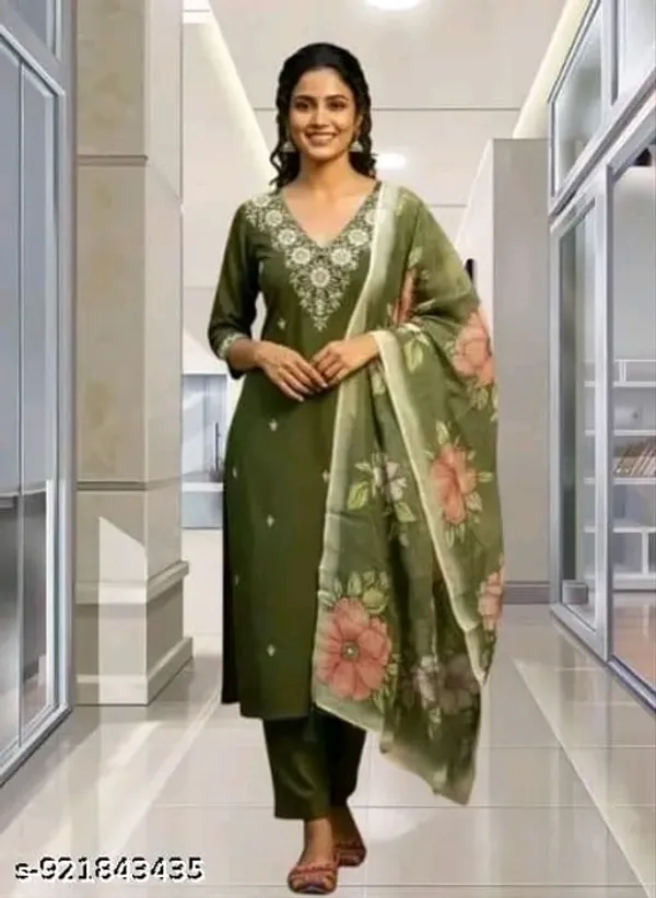 Olive_Green_Embroidered_Kurta_Set_for_Women