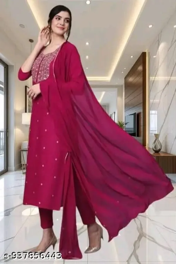 Magenta_Embroidered_Straight_Kurta_Set_for_Women