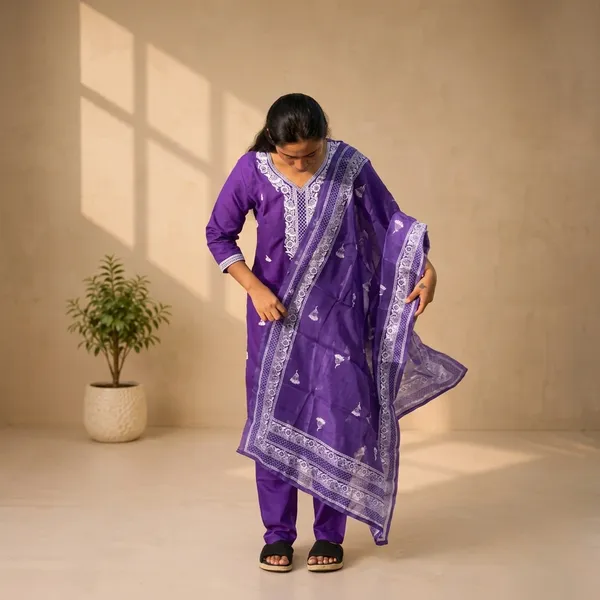 Purple_Rayon_Slub_Printed_Kurta_Set_For_Women