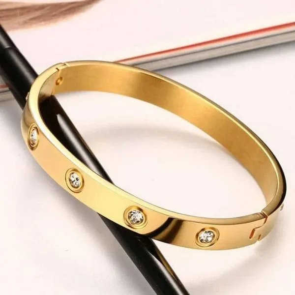 Stainless_Steel_Contemporary_Gold_Plated_Love_Ad__Bracelet_For_Women
