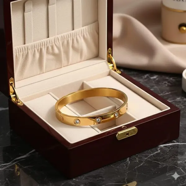 Stainless_Steel_Contemporary_Gold_Plated_Love_Ad__Bracelet_For_Women