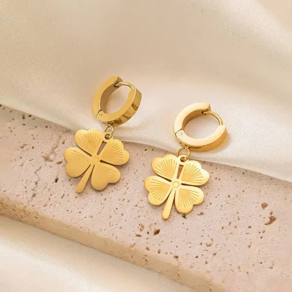 Gold_Plated__Stainless_Steel_Clover_Themed_Drop_Earrings