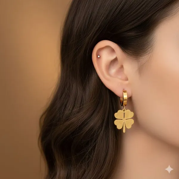 Gold_Plated__Stainless_Steel_Clover_Themed_Drop_Earrings