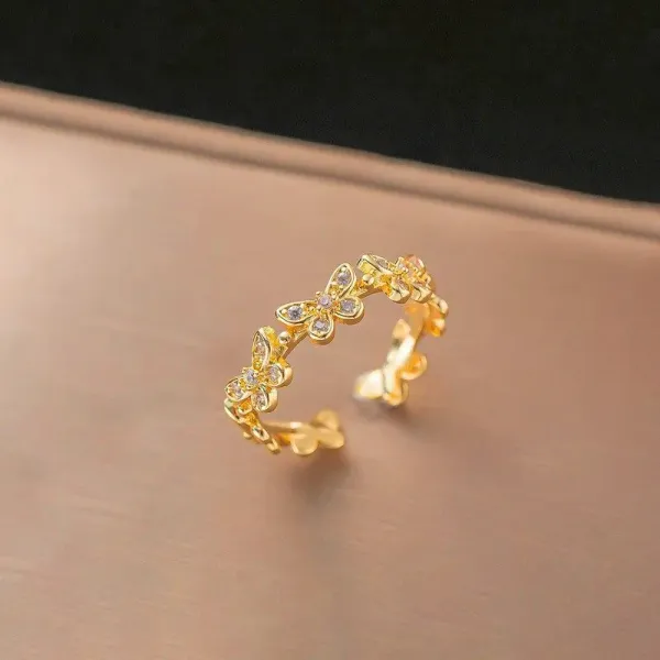 Gold_Plated_Stainless_Steel_Butterfly_Themed_Adjustable_Finger_Ring