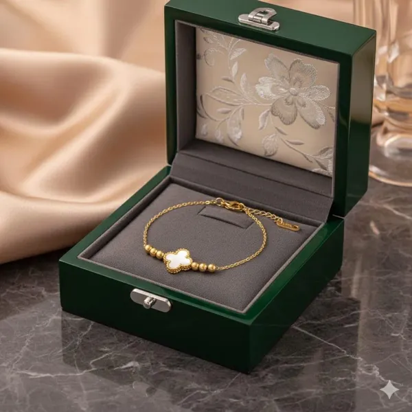 Gold_Plated_Stainless_Steel__White_Clover_Themed_Wraparound_Bracelet