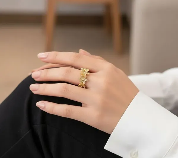 Gold_Plated__Stainless_Steel_Floral_Themed_Adjustable_Finger_Ring