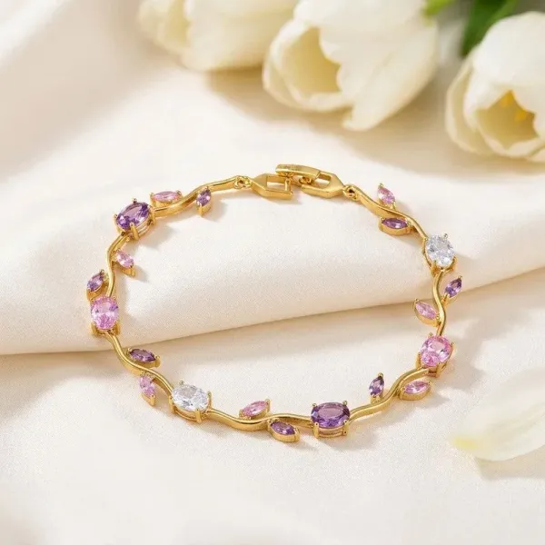 Gold_Plated_Multicolor_Stones_Studded_Tulip_Bracelet