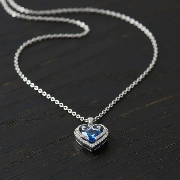 Gold_Plated__Stainless_Steel_Heart_Themed_Blue_Pendant