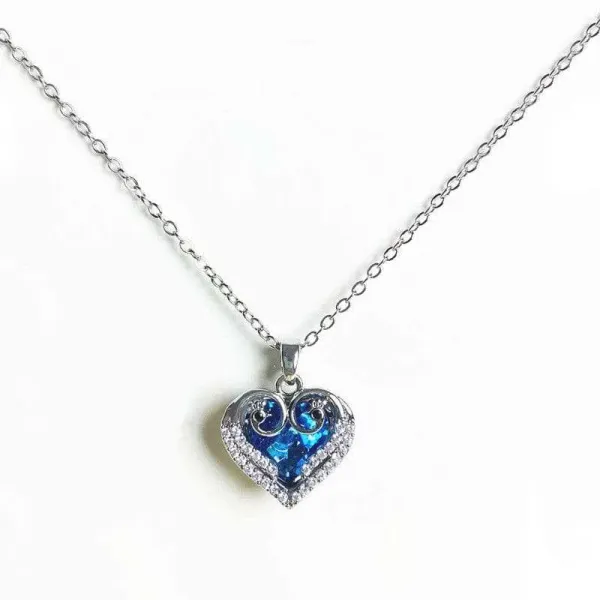 Gold_Plated__Stainless_Steel_Heart_Themed_Blue_Pendant