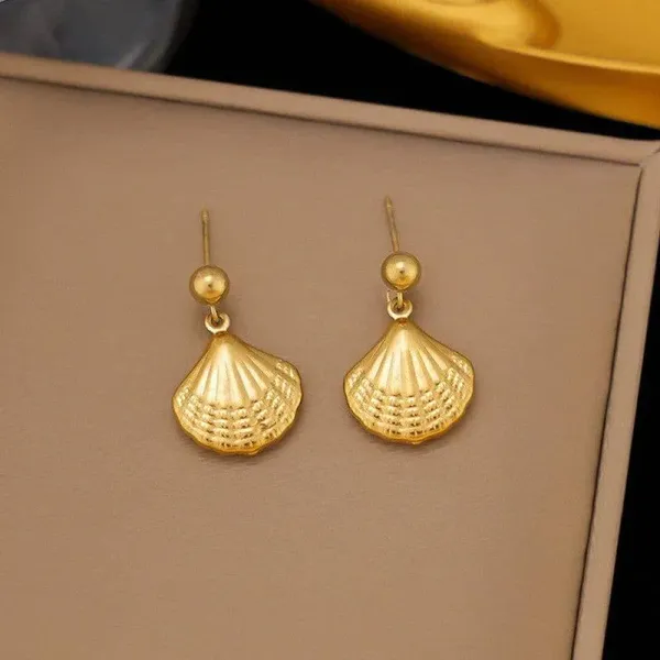 Gold_Plated_Stainless_Steel__Shell_Themed_Drop_Earrings