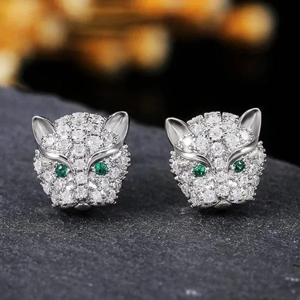 Silver_Plated__Green_Eyed_Contemporary_Earrings