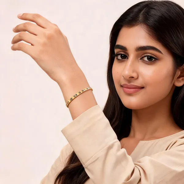 Gold_Plated_Steel_Ad_Roman_Numerals_Bangle_Bracelet_For_Women