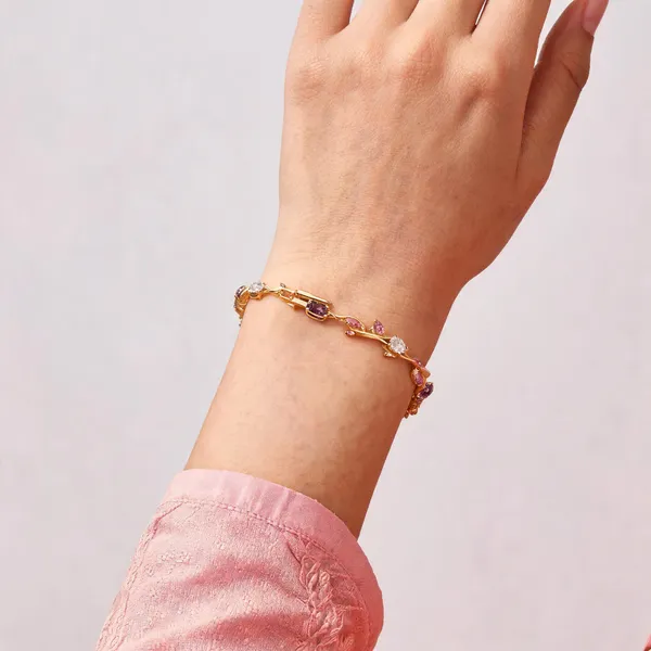 Gold_Plated_Multicolour_Stone_Tulip_Bracelet_For_Women