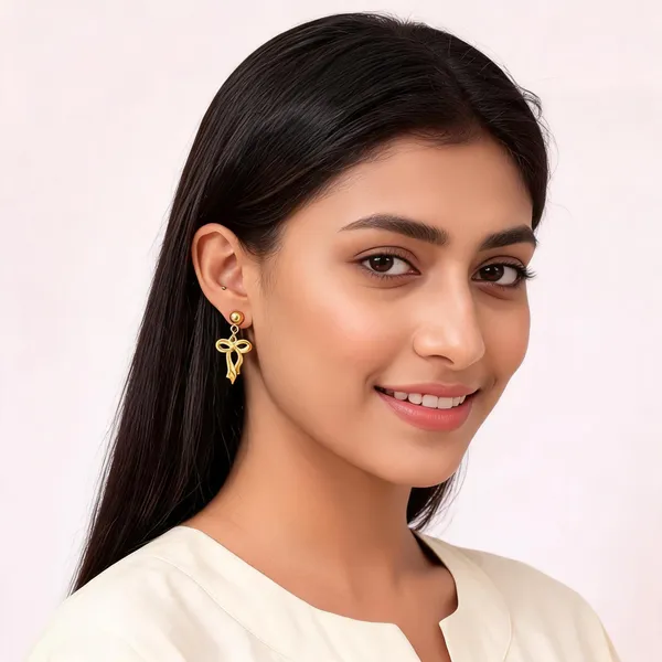 Gold_Plated_Steel_Infinity_Bow_Drop_Earrings_For_Women