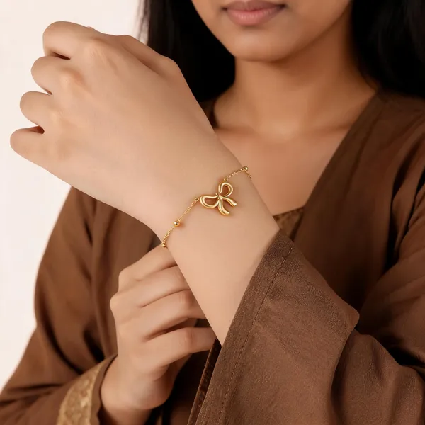 Gold_Plated_Steel_Bow_Wraparound_Bracelet_For_Women