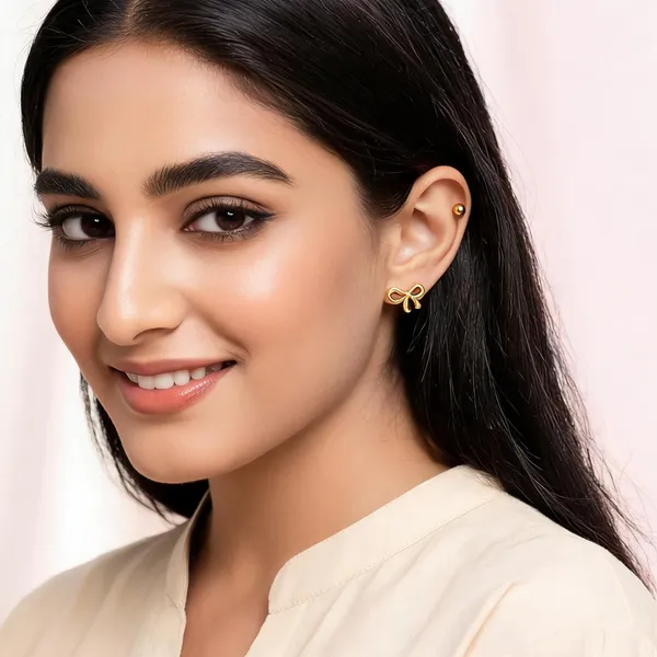 Gold_Plated_Bow_Earrings_For_Women