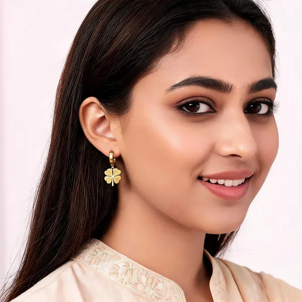 Gold_Plated_Stainless_Steel_Clover_Drop_Earrings_For_Women