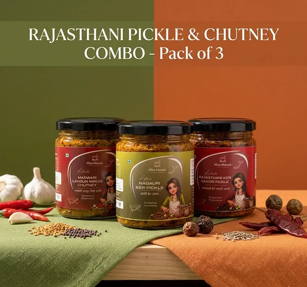 Ker_Sangri_Achar,_Ker_Achar,_Lehsun_Chutney_Combo_Pack_Of_3