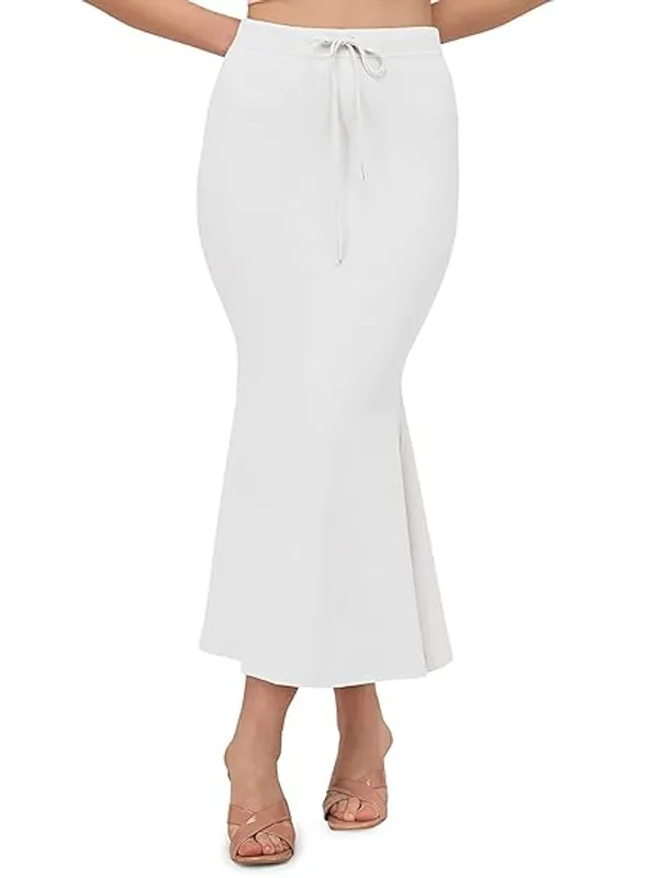White_Lycra_Mermaid_Midi_Skirt_For_Women