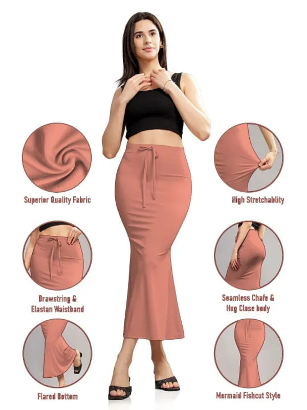 Coral_Lycra_Mermaid_Midi_Skirt_For_Women