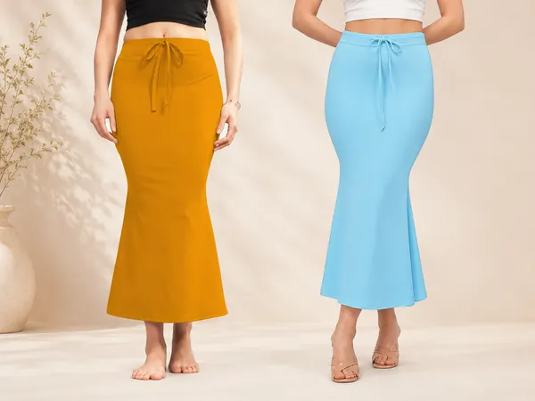 Mustard_And_Blue_Lycra_Mermaid_Midi_Skirt_For_Women_Pack_Of_2