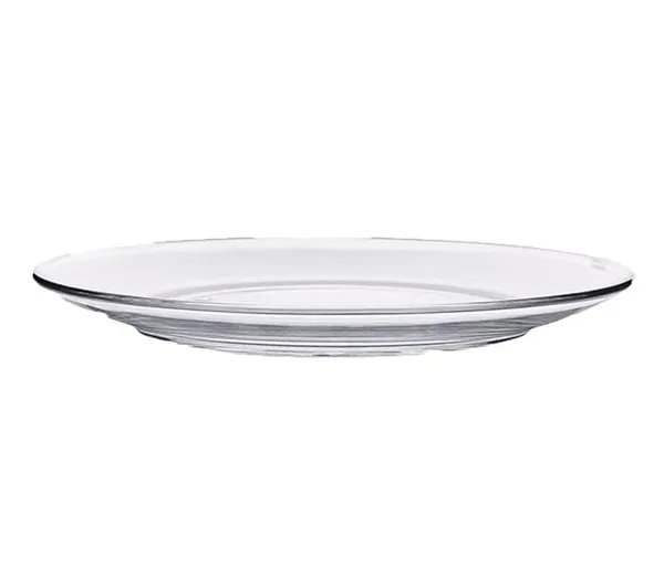 Durabl_Round_Tempered_Glass_Flat_Plate_Clear_Japanese_-_Style_Serving_And_Dessert_Plate