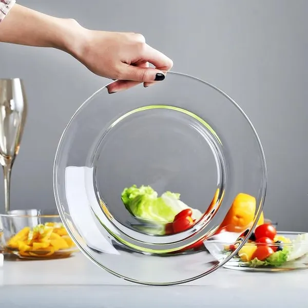Durabl_Round_Tempered_Glass_Flat_Plate_Clear_Japanese_-_Style_Serving_And_Dessert_Plate