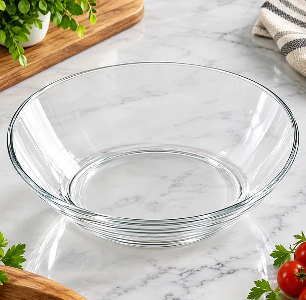 Durabl_Round_Tempered_Glass_Flat_Plate_Clear_Japanese_-_Style_Serving_And_Dessert_Plate