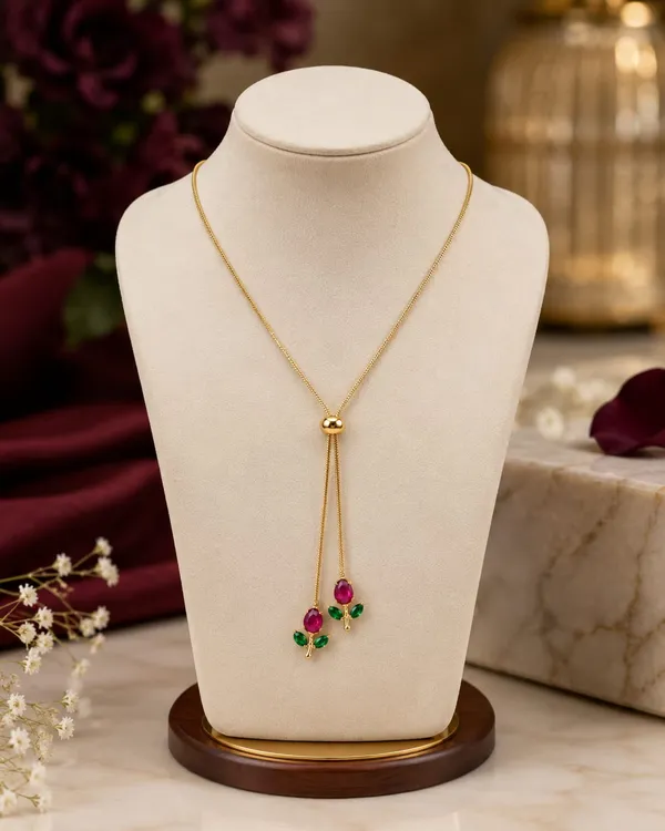 Tulip_Adjustable_Minimal_Necklace_Red