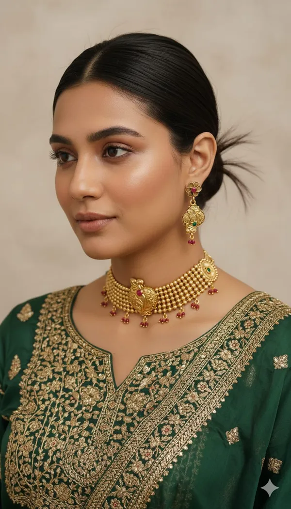 Royal_Temple_Inspired_Gold_Tone_Choker_Necklace_Set_Mehroon